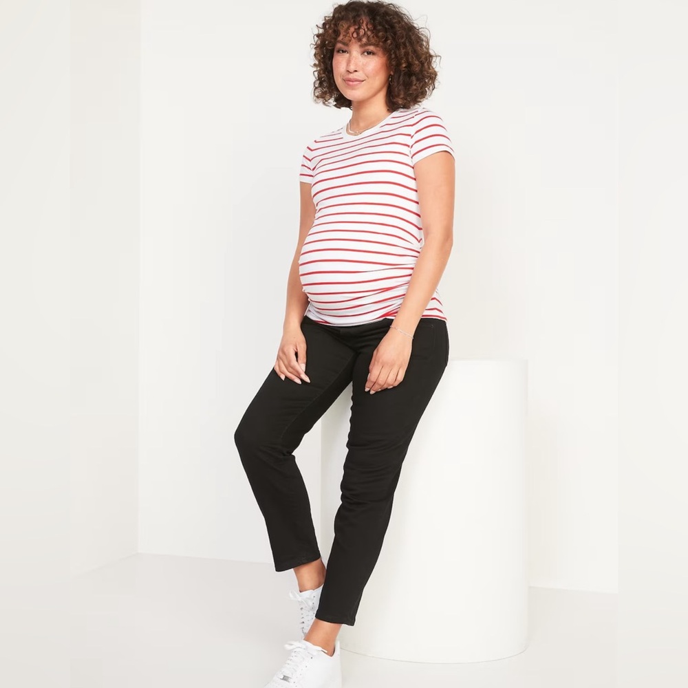 Old Navy  Maternity Front Low-Panel OG Straight Jeans in black Jack size 4 NWT